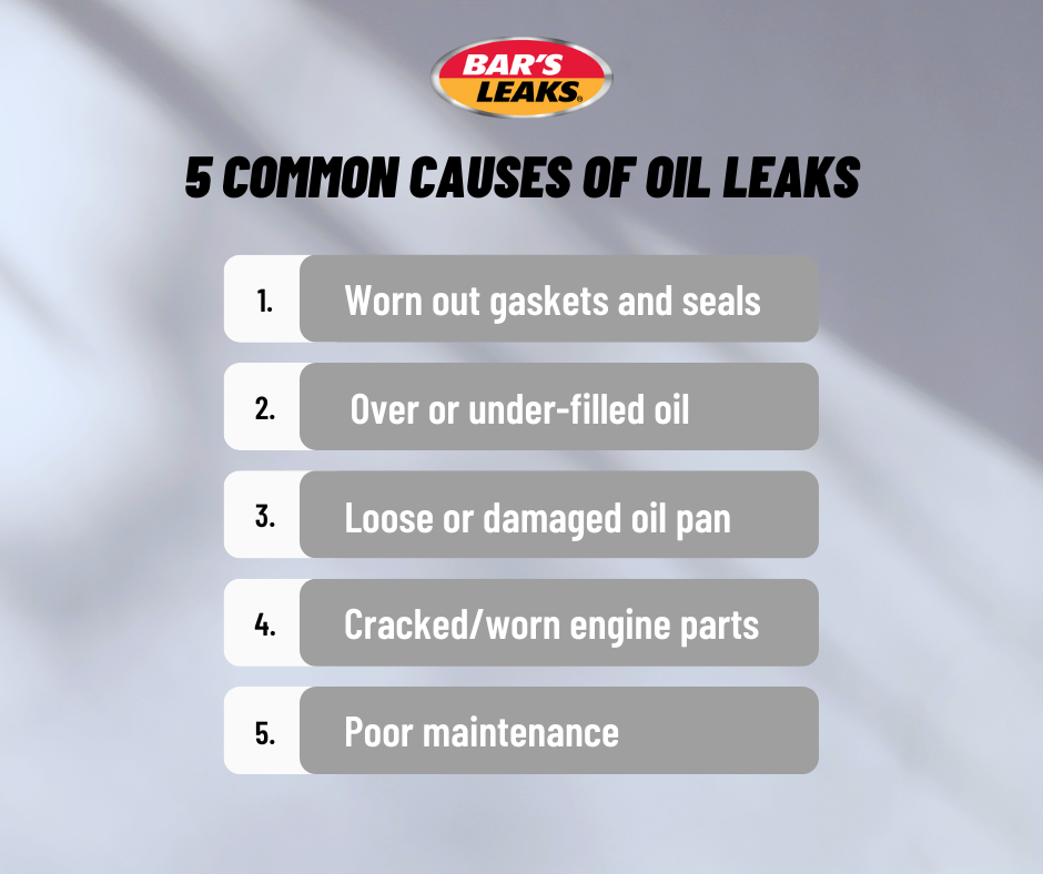 5 common causes of car engine oil leaks.